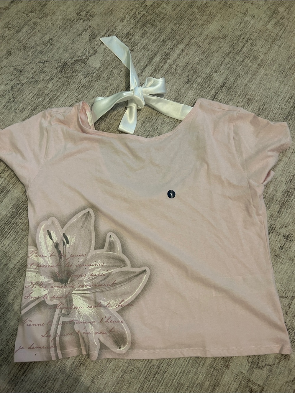 Hollister Pale Pink Tee with Satin Back Bow